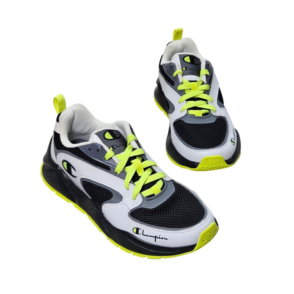 Champion Gyre Boys Sneakers White Black Neon Yellow CPS10753M Size‎ 8M EU 41